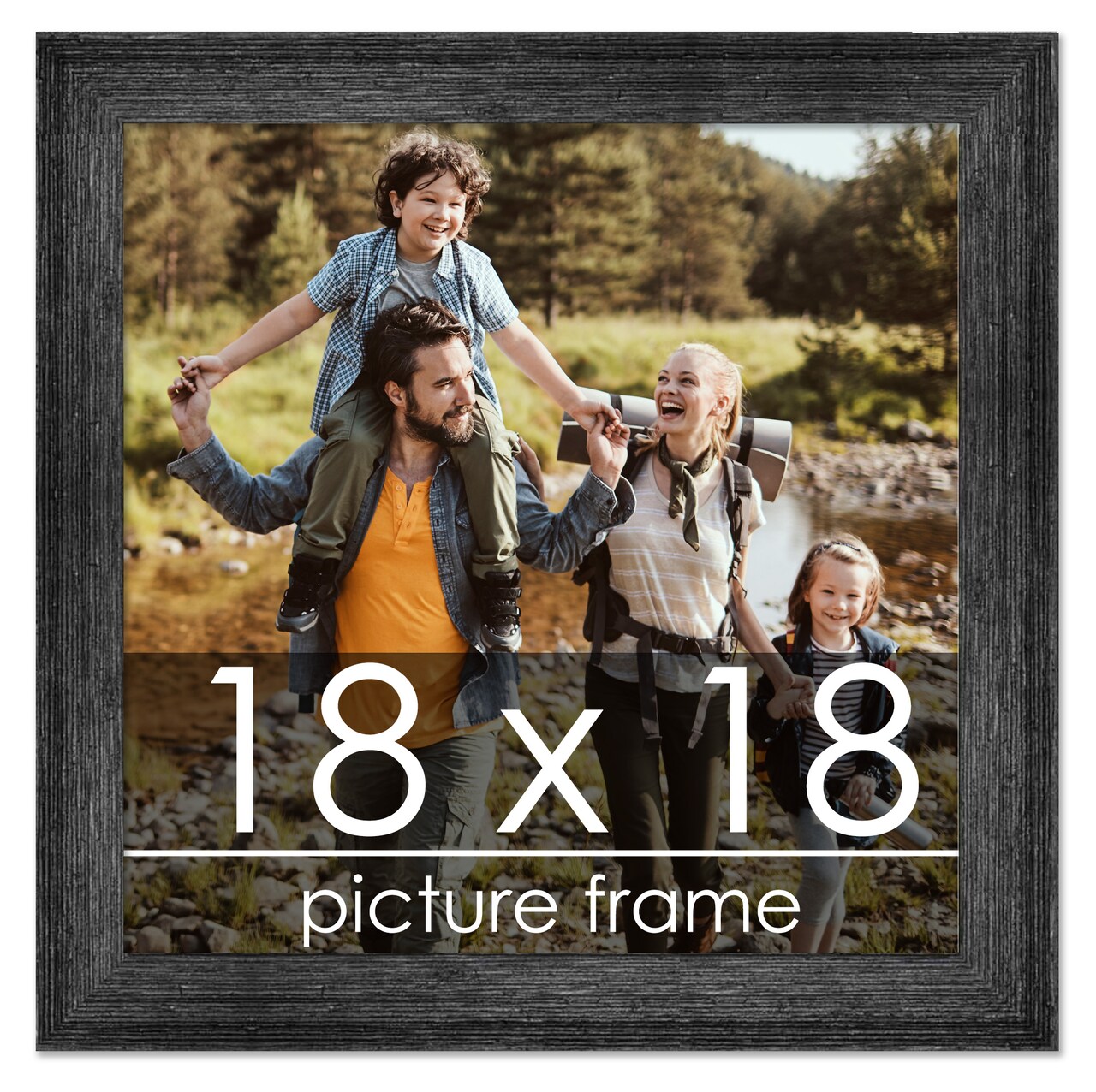 18x18 Wide Barnwood Picture Frame with UV-Resistant Acrylic & Acid Free Backing, Available in 6 Paint Finishes - Grey, Brown, White, and Black